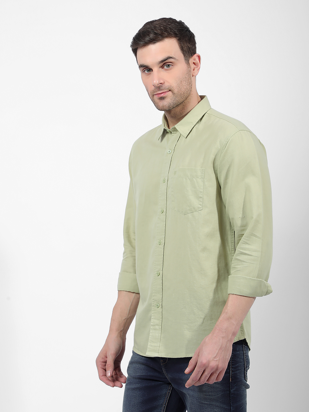 Numero Uno Men Solid Green Shirt